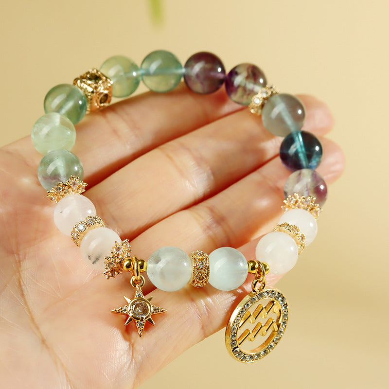 Twelve Zodiac Natural Crystal Multi-Gem Bracelet | Astrological Harmony & Spiritual Elegance