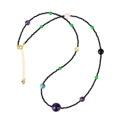 Twelve Zodiac Natural Crystal Multi-Gemstone Collarbone Necklace & Bracelet Set