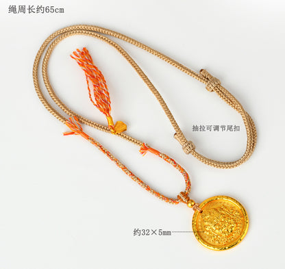 Golden Wealth God Pendant Tibetan Necklace - Prosperity and Protection Amulet