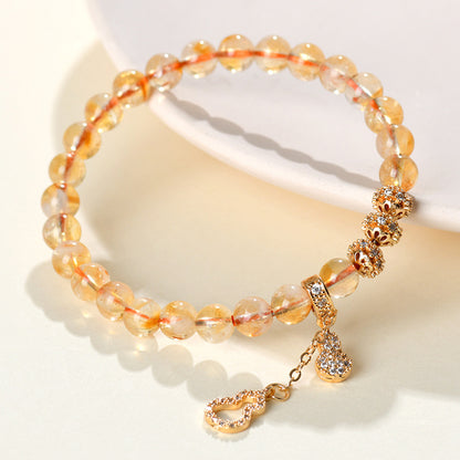Natural Yellow Pagoda Crystal Fortune Bracelet | Wealth & Luck Charm for Women