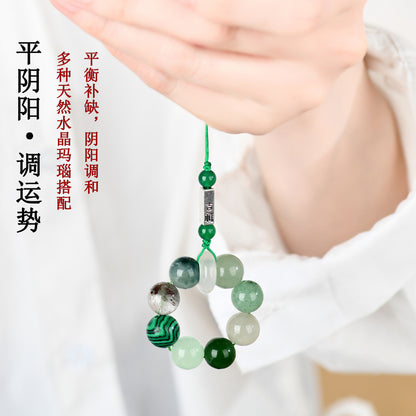 Natural Crystal Five Elements Phone Chain Pendant - Balance Energy & Attract Blessings