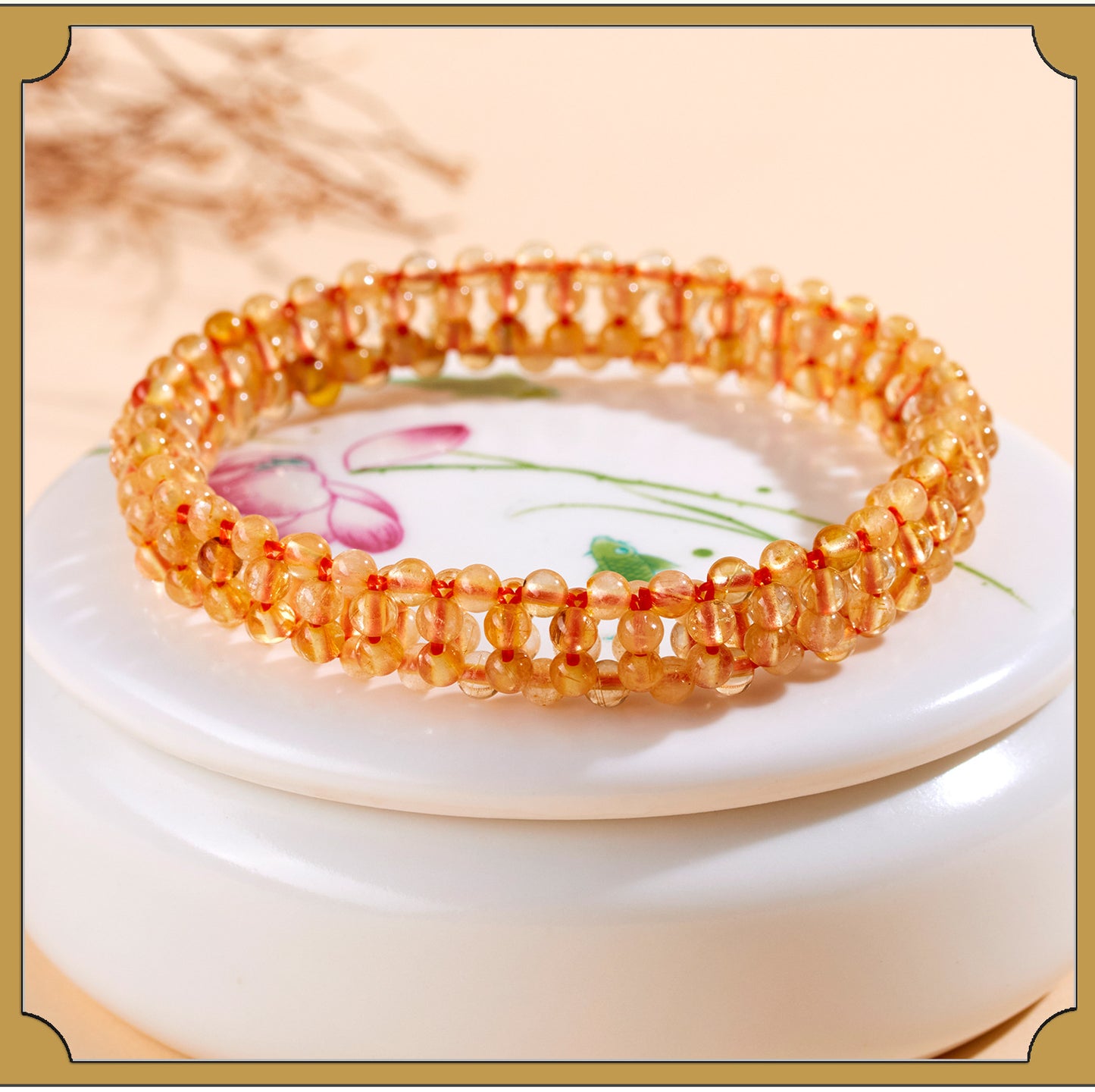 Golden Rutilated Quartz Bracelet | Wealth & Energy Crystal Jewelry for Women