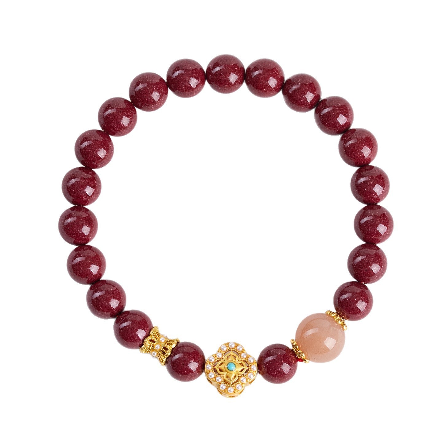 Natural Purple Gold Cinnabar Sunstone Zodiac Bracelet - Retro Chinese Style for Luck & Protection