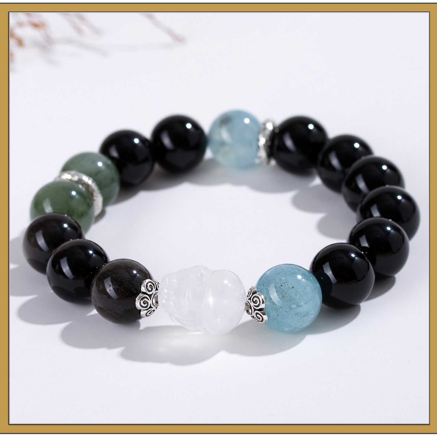 Natural Crystal Five Elements Bracelet with Lucky Pixiu - Unisex Couple Style for Balance and Wealth