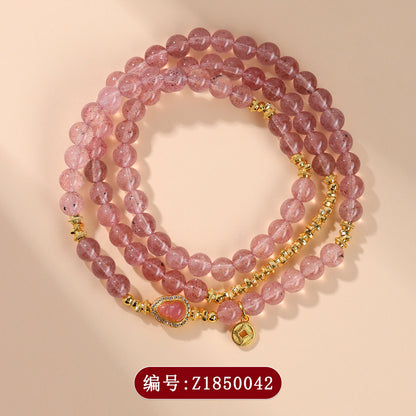 Natural Strawberry Crystal Gourd Multi-Circle Bracelet | Wealth and Prosperity Talisman