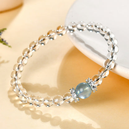Natural White Crystal Aquamarine Spiritual Bracelet for Women - Harmony & Protection