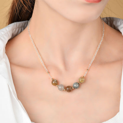 Natural White Crystal Four Seasons Ghost Collarbone Necklace - Adjustable Women's Spiritual Jewelry