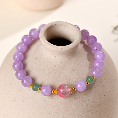 Lavender Amethyst Rose Quartz Love Bracelet | Spiritual Harmony & Romantic Energy