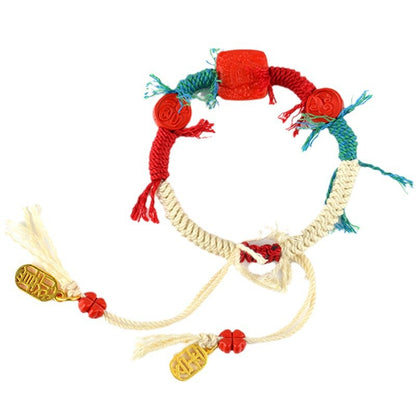 Natural Imperial Red Cinnabar Tibetan Handwoven Bracelet for Spiritual Protection