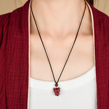 Natural High-Content Cinnabar Purple Gold Sand Zodiac Pendant Necklace for Couples - Spiritual Harmony and Fortune