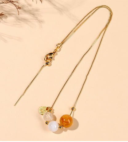 Natural Crystal Five Elements Collarbone Necklace | Balance Harmony & Wealth for Women