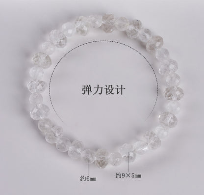 Natural Faceted White Crystal Bracelet | Ice Clear Spiritual Women's Jewelry