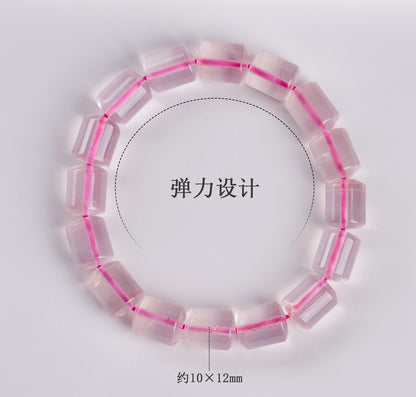 Natural Rose Quartz Barrel Bead Bracelet | Love Harmony Energy Jewelry