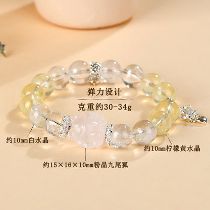 Natural Crystal Nine-Tailed Fox Love Bracelet - Attract Romance & Positive Energy