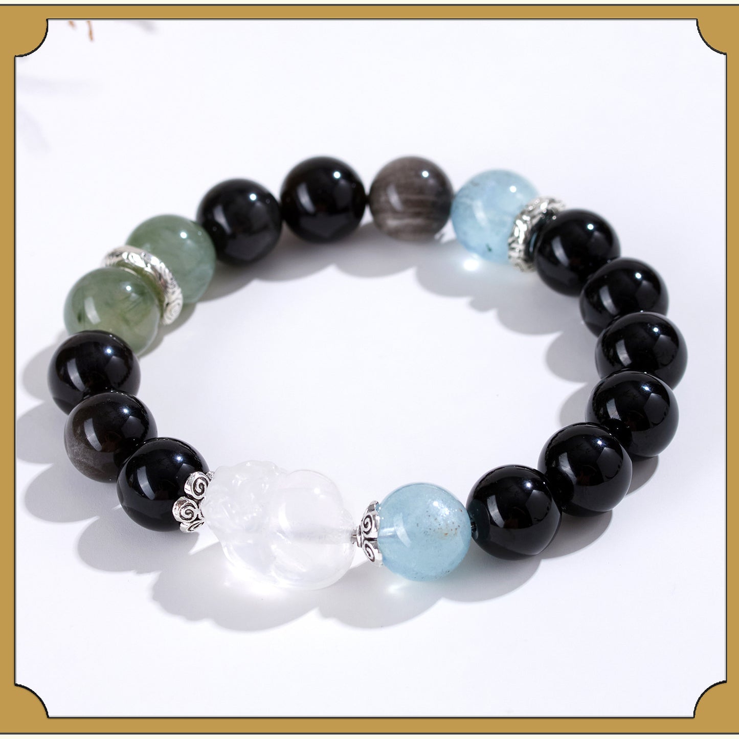 Natural Crystal Five Elements Bracelet with Lucky Pixiu - Unisex Couple Style for Balance and Wealth