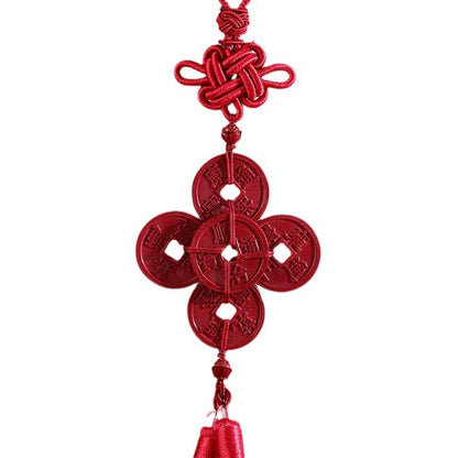 Natural High Content Cinnabar Purple Gold Sand Five Emperors Coin Car Pendant - Safe Journey Amulet