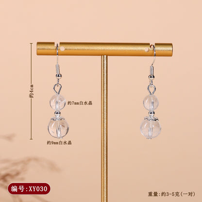 Natural Crystal Earrings | White Amethyst Yellow Tower Crystal Spiritual Energy Women's Jewelry