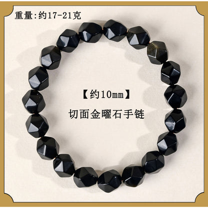 Golden Tiger Eye and Obsidian Faceted Irregular Bracelet - Unisex Couple Protection Charm