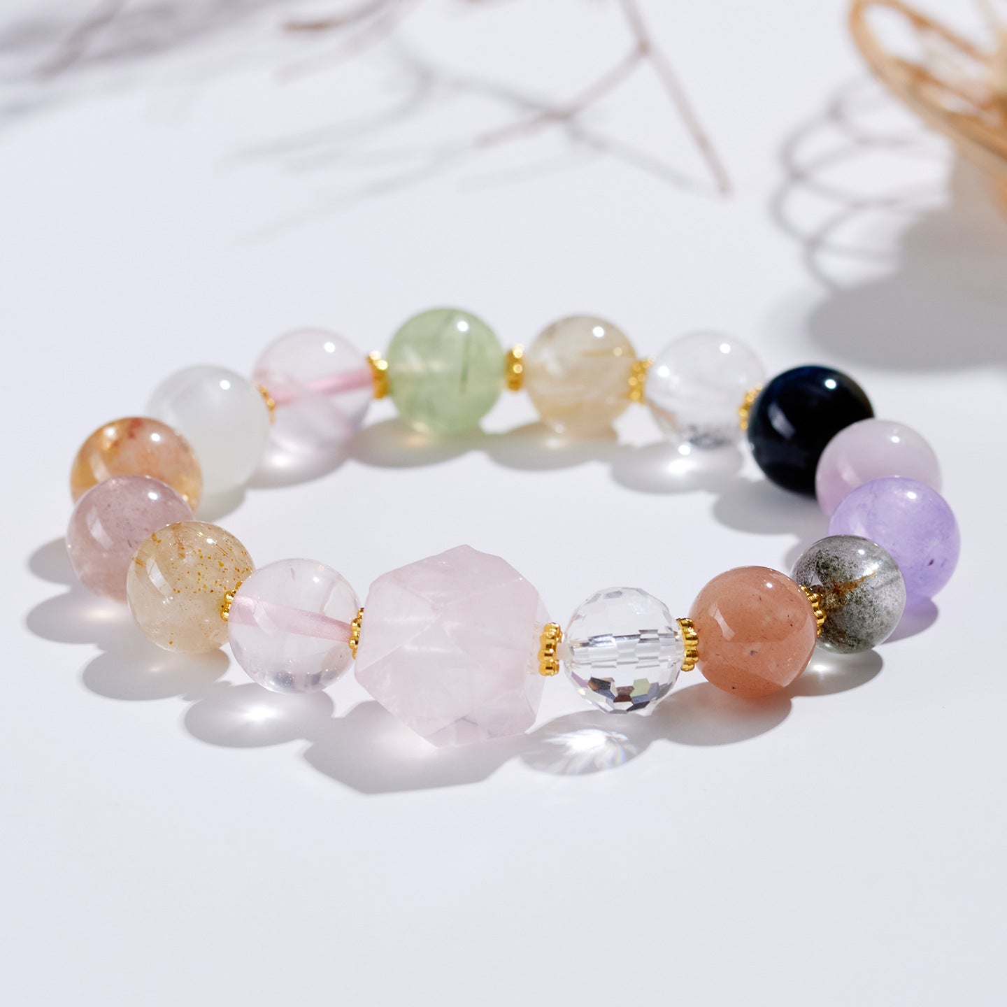 Natural Crystal Rose Quartz Irregular Bracelet | Love Harmony Energy Stone Women's Jewelry