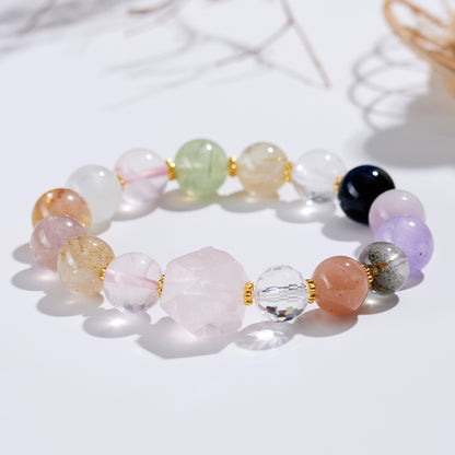 Natural Crystal Rose Quartz Irregular Bracelet | Love Harmony Energy Stone Women's Jewelry