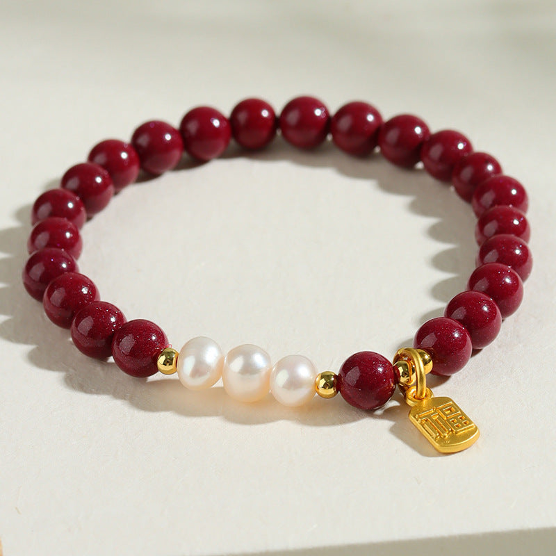 Natural Purple Gold Cinnabar Bracelet | Wealth & Protection Spiritual Talisman