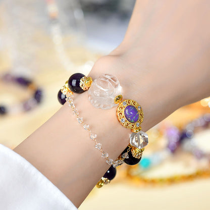 Natural Amethyst White Fox Bracelet – Elegant Love Charm for Spiritual Women