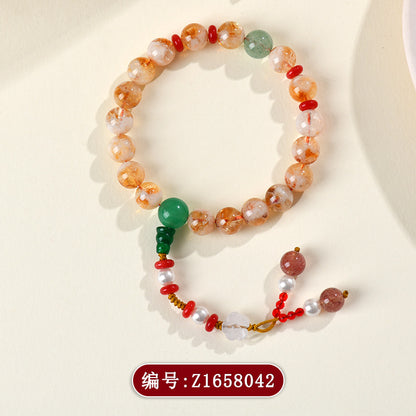 Yellow Pagoda and Green Strawberry Crystal Bracelet | Natural Energy & Mystical Fashion