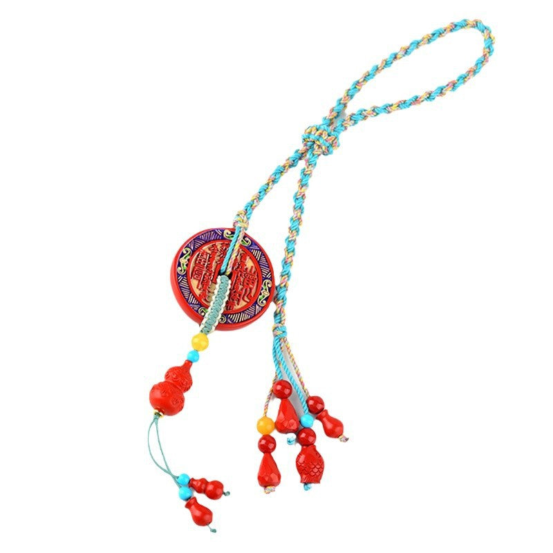 Natural High-Content Cinnabar Mountain Ghost Flower Protection Pendant for Car Keychain Bag Hanging