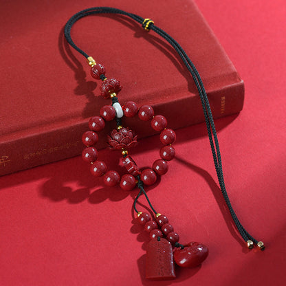 Natural High-Content Cinnabar Purple Gold Sand Peace Lotus Car Hanging Ornament – Guardian of Safe Journeys