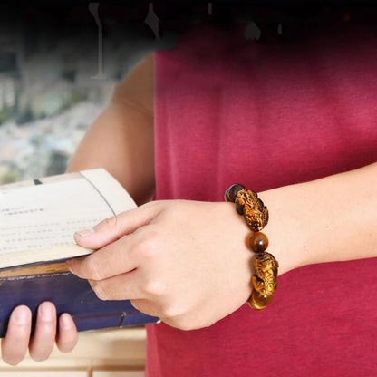 Nature Feng Shui Bracelets Men Tiger Eye Beads Wristband Bracelets for Women Pixiu Wealth and Good Luck Bracelet Jewelry pulsera