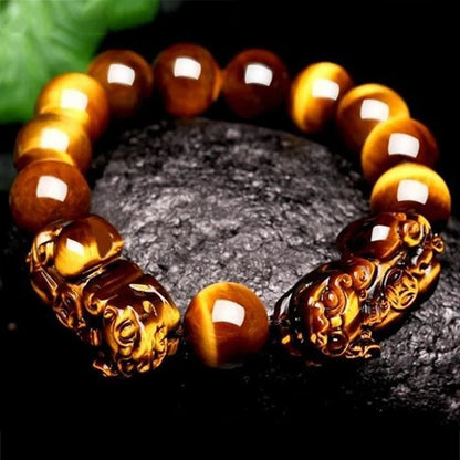 Nature Feng Shui Bracelets Men Tiger Eye Beads Wristband Bracelets for Women Pixiu Wealth and Good Luck Bracelet Jewelry pulsera