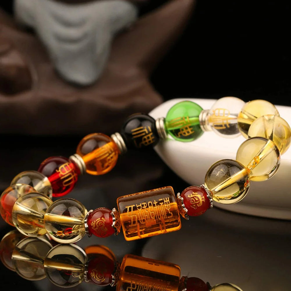 Feng Shui Bracelet Yellow crystal Porsperity Bracelet Five Elements And Four Beasts Bracelets Wealth Good Luck Unisex Jewelry