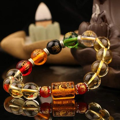 Feng Shui Bracelet Yellow crystal Porsperity Bracelet Five Elements And Four Beasts Bracelets Wealth Good Luck Unisex Jewelry