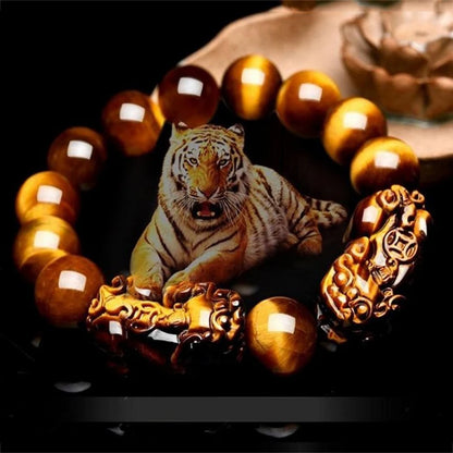 Nature Feng Shui Bracelets Men Tiger Eye Beads Wristband Bracelets for Women Pixiu Wealth and Good Luck Bracelet Jewelry pulsera