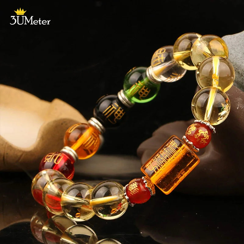 Feng Shui Bracelet Yellow crystal Porsperity Bracelet Five Elements And Four Beasts Bracelets Wealth Good Luck Unisex Jewelry