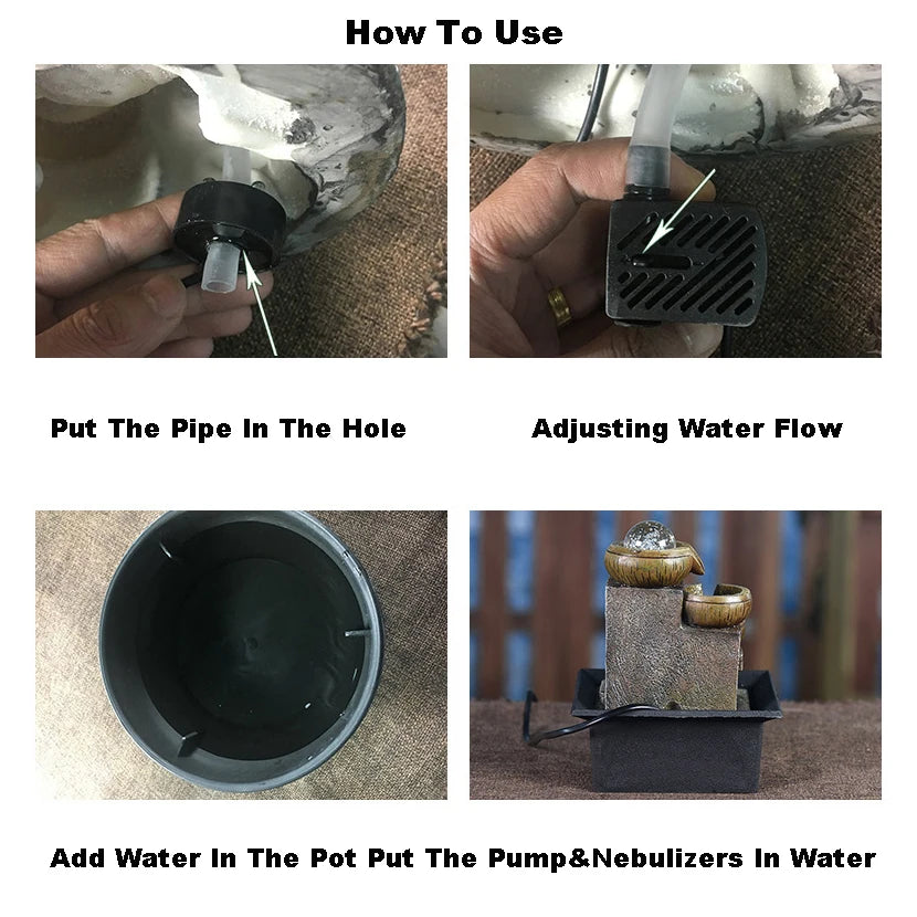 桌面风水流水瀑布喷泉摆件｜变色LED静音循环 招财聚气