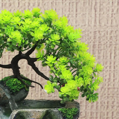 七彩LED流水喷泉桌面树脂假山摆件｜中式风水造景聚财