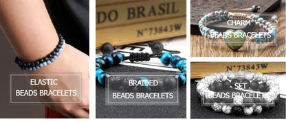 10mm Lucky Blue Evil Eye Bracelet with Charm Pendants