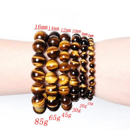 Natural Tiger Eye Stone Bracelet Men and Women Natural Stone Jewelry Healing Buddha Elastic Rope Couple Crystal Bead Bracelet