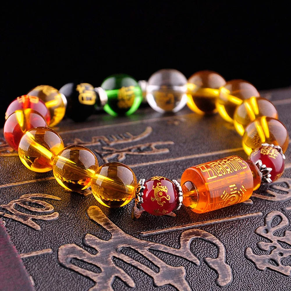 Feng Shui Bracelet Yellow crystal Porsperity Bracelet Five Elements And Four Beasts Bracelets Wealth Good Luck Unisex Jewelry