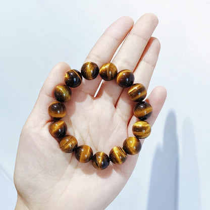 Natural Tiger Eye Stone Bracelet Men and Women Natural Stone Jewelry Healing Buddha Elastic Rope Couple Crystal Bead Bracelet