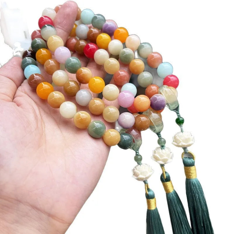 Ancient Bodhi Root Finger-Wrap Bracelet — Handheld Lucky Beads