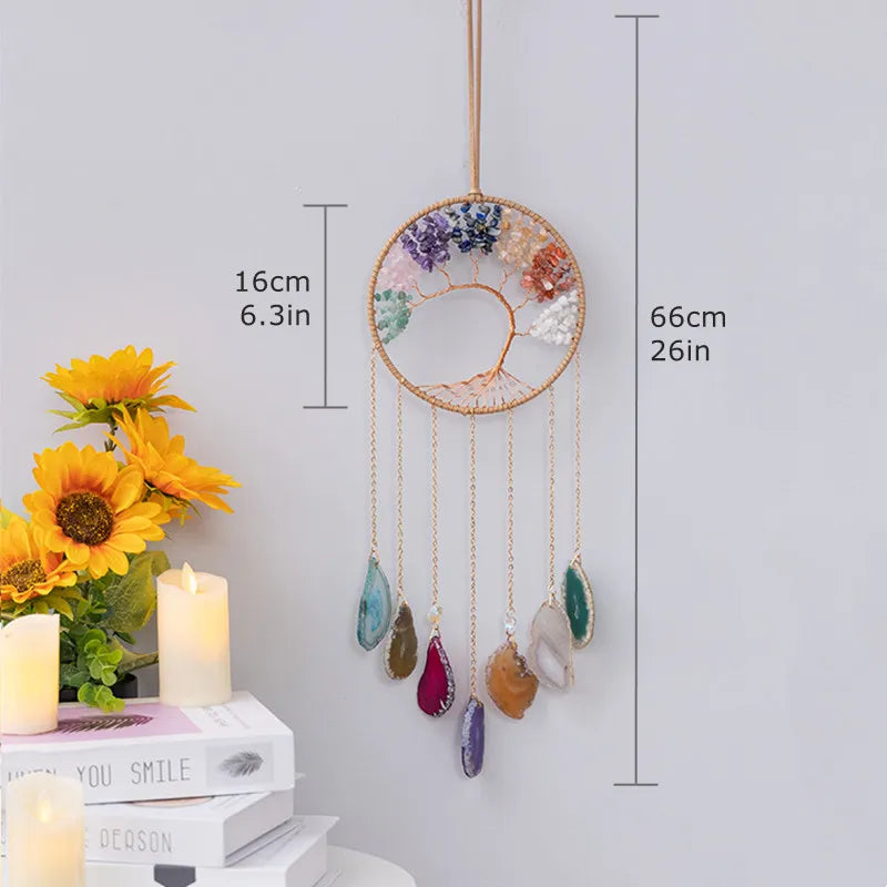 粉水晶生命之树捕光挂饰｜招爱转运能量水晶