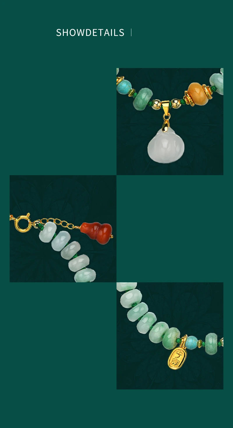 Green Agate & Hotan Jade Gourd Bracelet｜Classic Couple Gift