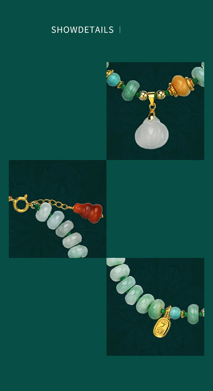 Green Agate & Hotan Jade Gourd Bracelet｜Classic Couple Gift