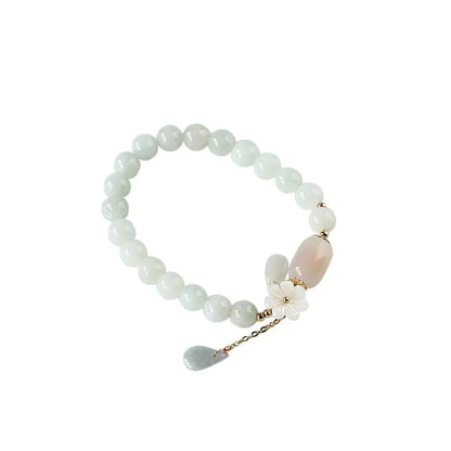 Water Drop Shell Flower Pendant Bracelet Woman Natural Jade Emerald Agate Beads Bracelet Adjustable Bangle Charm Jewelry