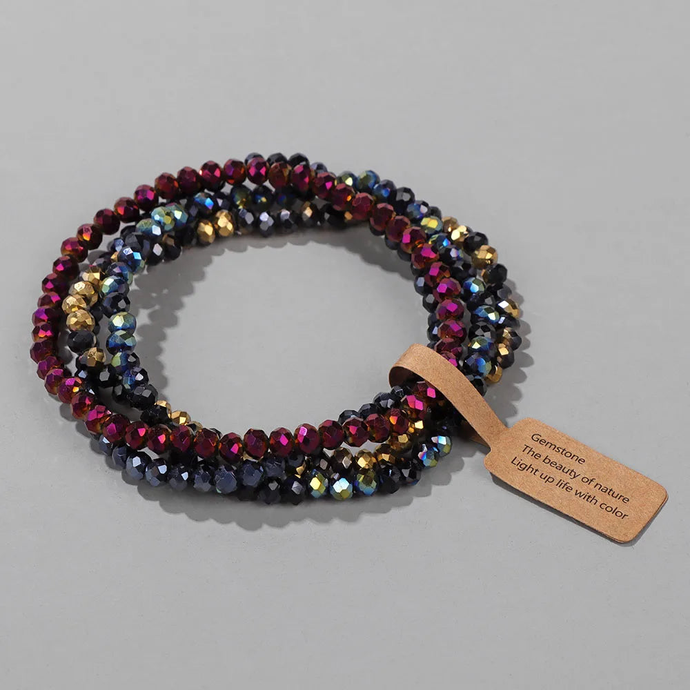 3x4mm Faceted Crystal Beads Bracelet Set｜Colorful Couple Beads