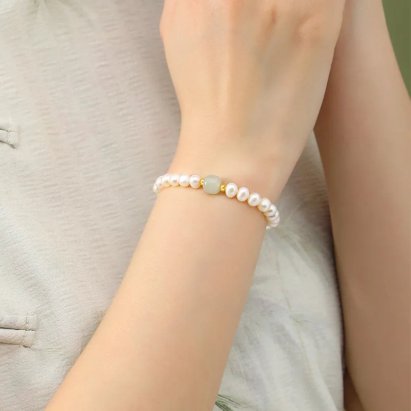 Hotan White & Light Green Jade Beads Bracelet – Lucky Luxury Gift
