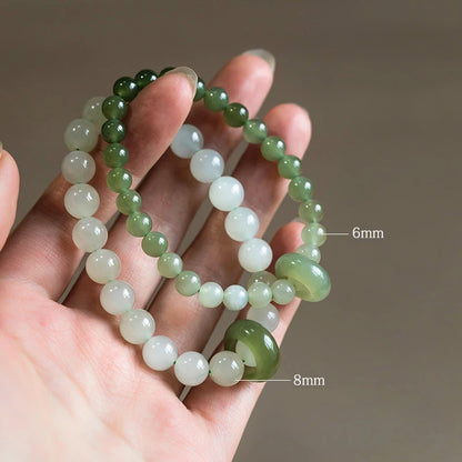 Vintage Natural Jade Wristband Bracelet ｜ Classic Beaded Feng Shui