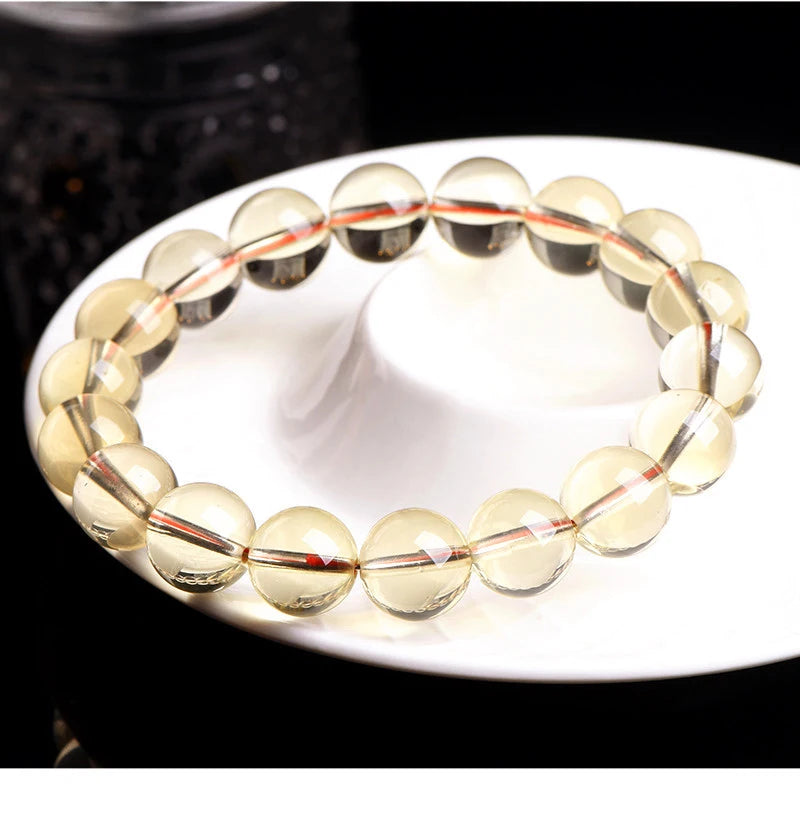 Natural Citrine 10-12mm Beaded Bracelet — Unisex Handmade